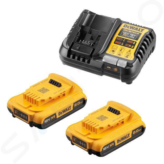 DeWALT Accesorios - Juego de cargador 4A y 2 baterías XR 18 V Li-Ion 2,0 Ah DCB1104D2