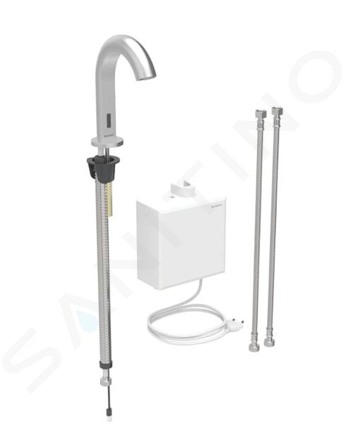 Geberit Piave - Grifo electrónico de lavabo, alimentación por batería, easy to clean, acero inoxidable cepillado 116.162.SN.1