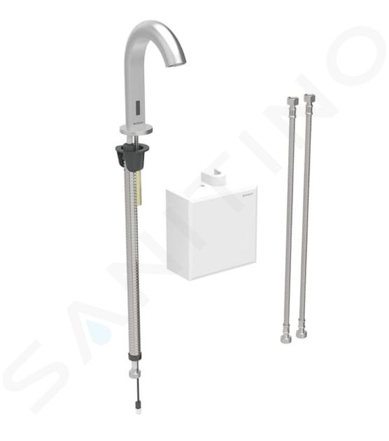 Geberit Piave - Rubinetto termostatico elettronico per lavabo, alimentazione a batteria, easy to clean, acciaio inox spazzolato 116.168.SN.1