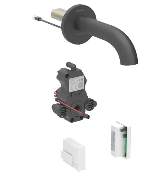 Geberit Piave - Elektronisches Unterputz-Waschtischventil, Generatorbetrieb, easy to clean, mattschwarz 116.265.14.1