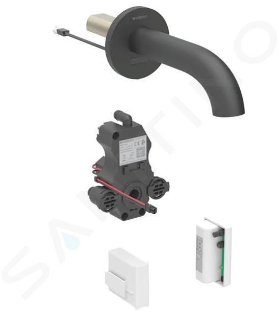 Geberit Piave - Baterie electronică de lavoar încastrată, alimentare de la generator, easy to clean, negru mat 116.266.14.1