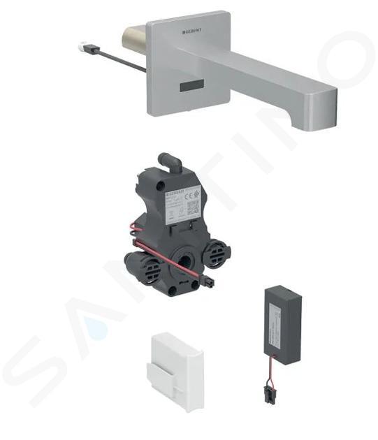 Geberit Brenta - Elektronická umývadlová batéria pod omietku, batériové napájanie, easy to clean, kefovaná nerezová 116.274.SN.1