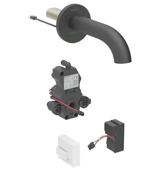 Geberit Piave - Baterie electronică de lavoar încastrată, alimentare la rețea, easy to clean, negru mat 116.281.14.1