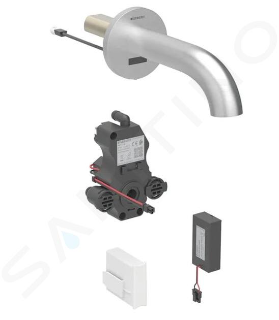 Geberit Piave - Ventil electronic de lavoar încastrat, alimentare cu baterii, easy to clean, oțel inoxidabil periat 116.284.SN.1