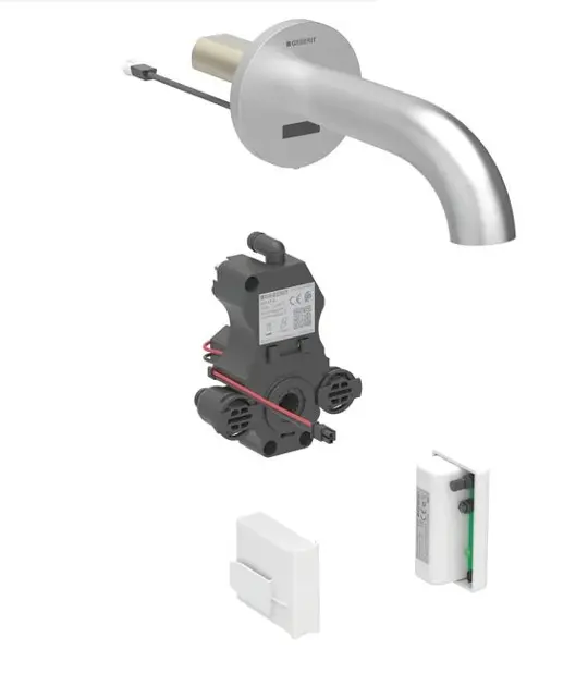 Geberit Piave - Baterie electronică de lavoar încastrată, alimentare de la generator, easy to clean, oțel inoxidabil periat 116.286.SN.1