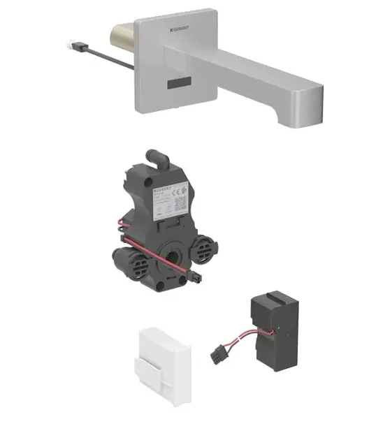 Levně Geberit Brenta - Elektronický umyvadlový ventil pod omítku, síťové napájení, easy to clean, kartáčovaná nerez 116.291.SN.1