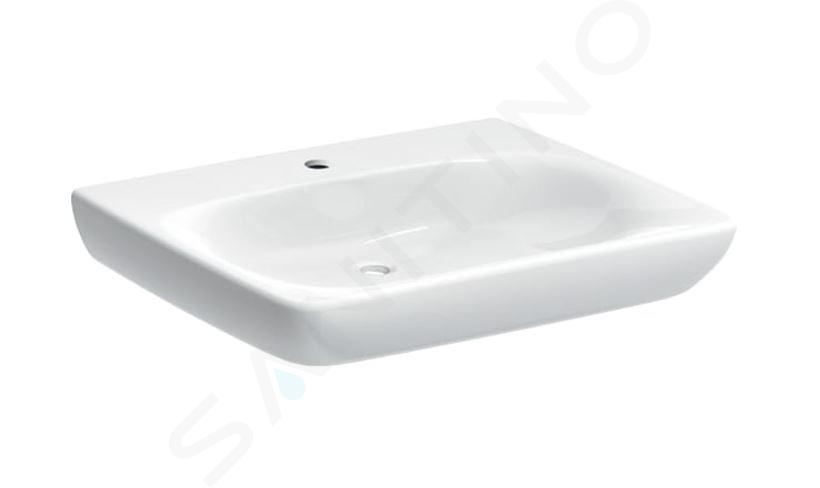 Geberit Selnova Comfort - Lavabo 650x550 mm, pour personne à mobilité réduite, avec un trou de robinetterie, sans trop-plein, blanc 500.188.01.7