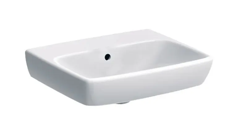 Geberit Selnova Square - Lavabo 500x420 mm, sin orificio para grifo, con rebosadero, blanco 500.301.01.7