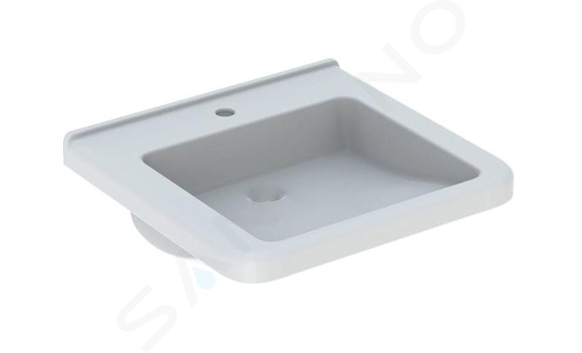 Geberit Selnova Comfort - Lavabo Square, 55x53 cm, pour personne à mobilité réduite, avec un trou de robinetterie, sans trop-plein, blanc 500.786.00.7