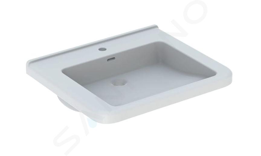 Geberit Selnova Comfort - Lavabo Square 650x550 mm, libre de barreras, con 1 orificio para grifo, con rebosadero, blanco 500.788.01.7