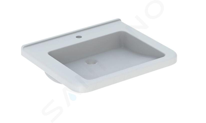 Geberit Selnova Comfort - Lavabo Square, 650x550 mm, pour personne à mobilité réduite, avec un trou de robinetterie, sans trop-plein, blanc 500.789.01.7