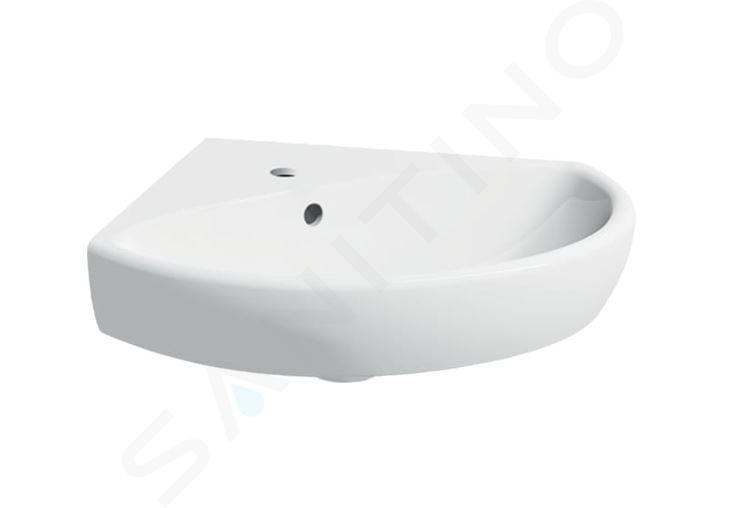 Geberit Selnova - Lavamani ad angolo 59x56 cm,  con 1 foro per miscelatore, bianco 501.050.00.5