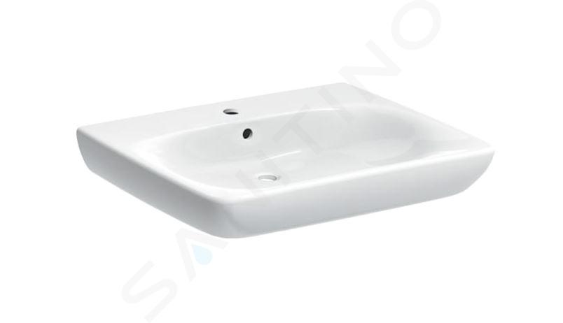 Geberit Selnova Comfort - Lavabo 650x550 mm, pour personnes à mobilité réduite, avec un trou de robinetterie, avec trop-plein, blanc 501.463.00.7