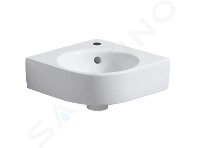 Geberit Selnova Compact - Lavamani ad angolo 45x40 cm,  con 1 foro per miscelatore, bianco 501.519.00.7