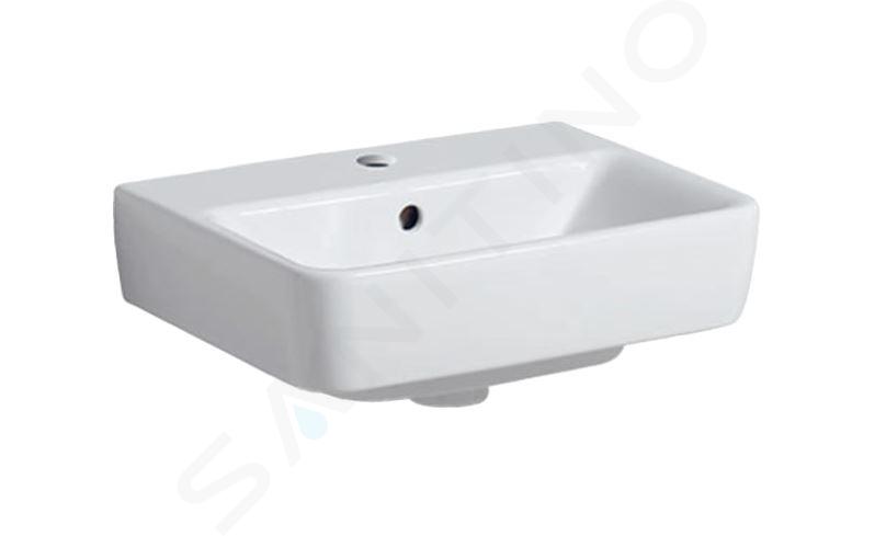 Geberit Selnova Compact - Lave-mains 450x340 mm, avec un trou de robinetterie, avec trop-plein, blanc 501.561.00.7