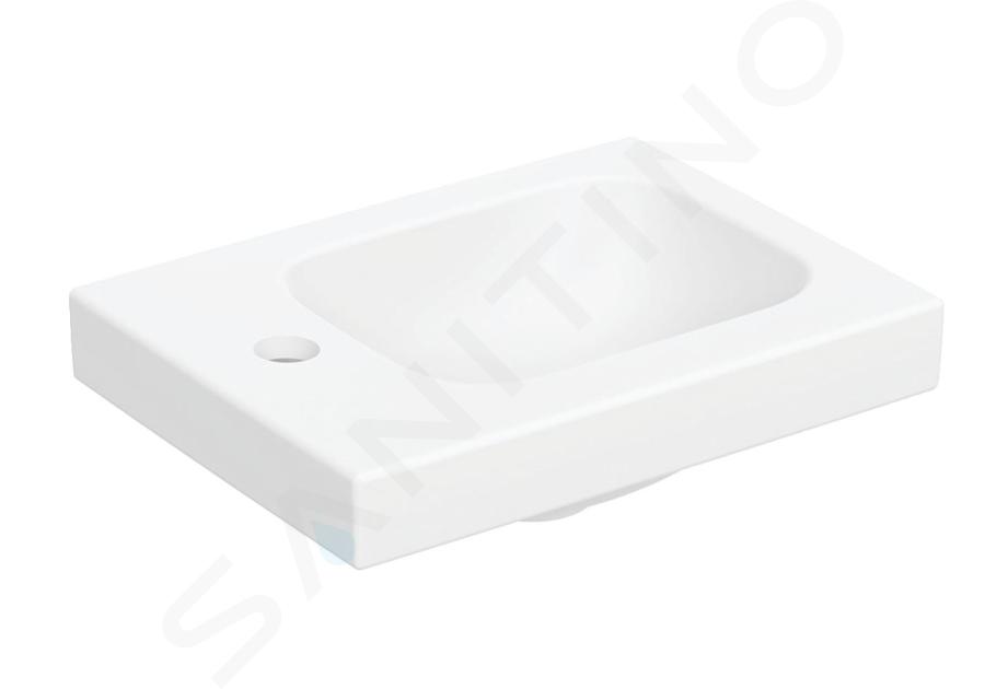 Geberit iCon - Lavamani 38x28 cm, senza troppopieno, con foro per miscelatore a sx, bianco opaco 501.831.JT.1