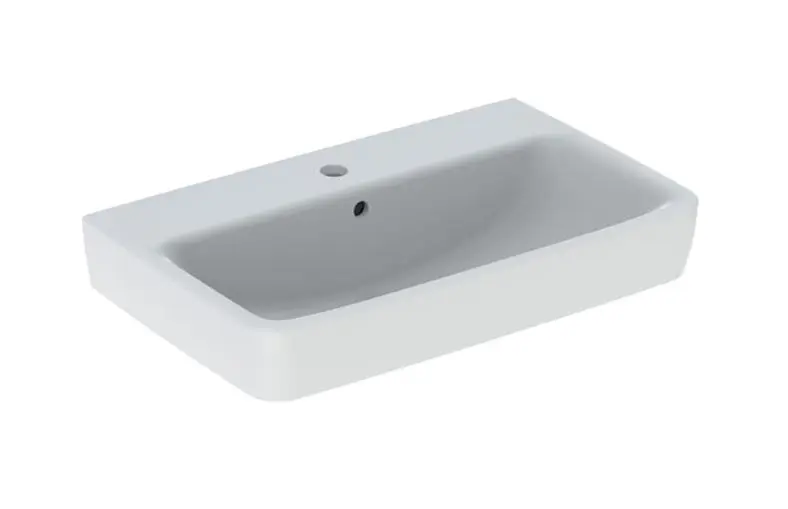 Geberit Selnova Compact - Umyvadlo 650x400 mm, s přepadem, otvor pro baterii, bílá 501.890.00.7