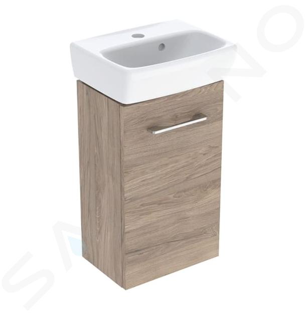 Geberit Selnova Square - Meuble avec lave-mains, 36x65x25 cm, 1 porte, G/D, noix de hickory 502.744.00.1