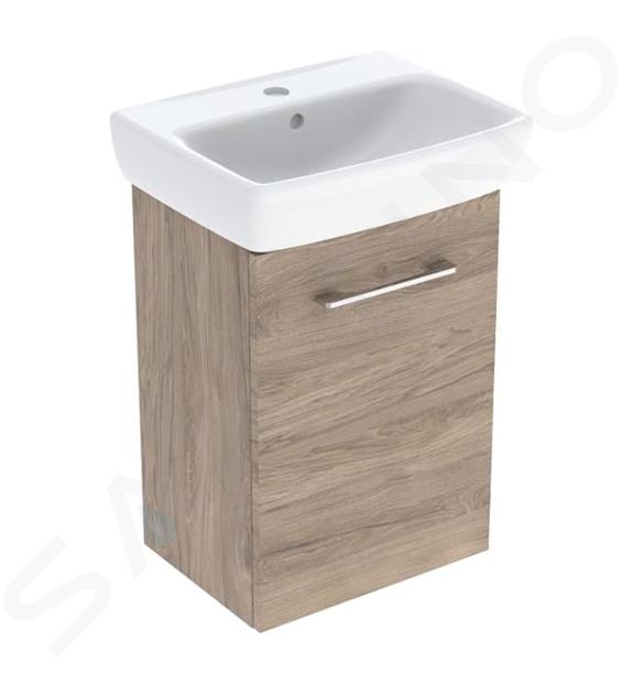 Geberit Selnova Square - Meuble avec lavabo, 45x65x32 cm, 1 porte, G/D, noix de hickory 502.748.00.1