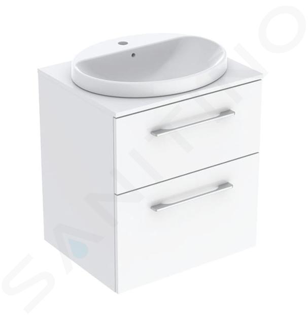 Geberit Selnova Square - Mobiletto con lavabo, 59x50x70 cm, 2 cassetti, bianco lucido 502.868.00.1