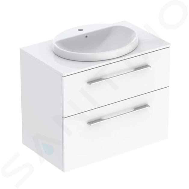 Geberit Selnova Square - Meuble avec lavabo, 79x50x70 cm, 2 tiroirs, blanc brillant 502.872.00.1