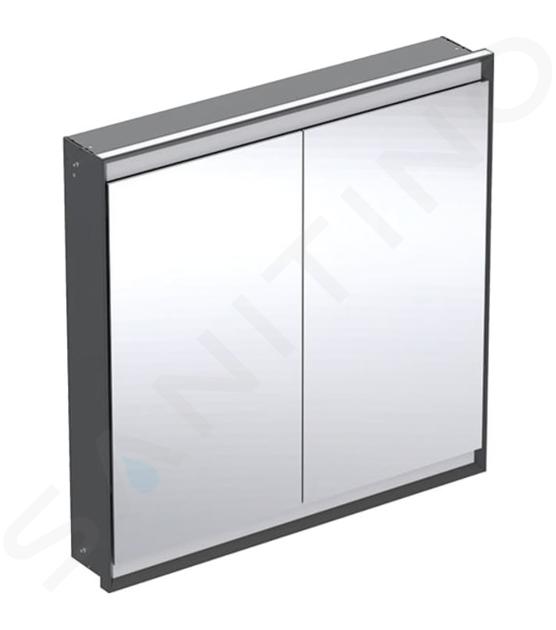 Geberit ONE - Armoire avec miroir avec éclairage LED, 900x900x150 mm, 2 portes, intégrée, noir mat 505.803.00.7