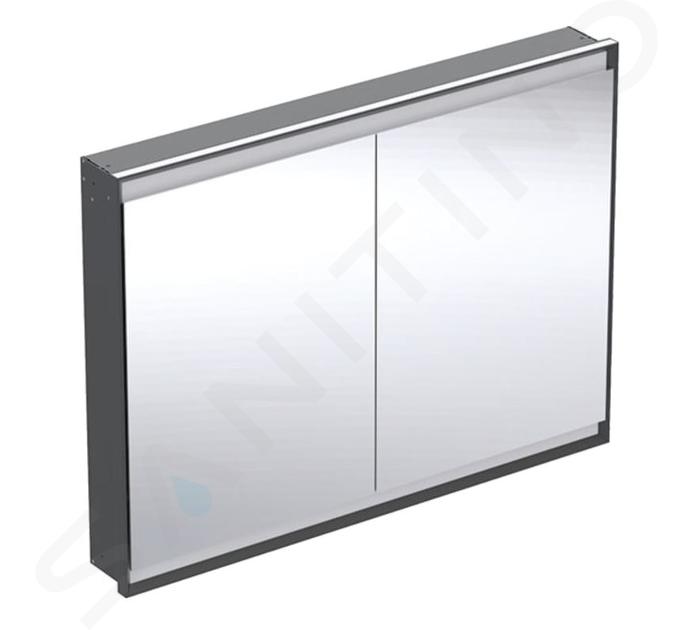 Geberit ONE - Spiegelkast met LED verlichting, 1200x900x150 mm, 2 deuren, inbouw, mat zwart 505.805.00.7