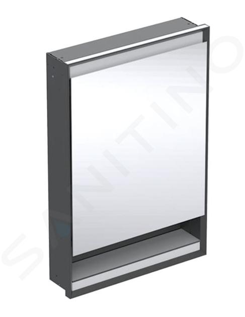 Geberit ONE - Spiegelschrank mit LED-Beleuchtung, 600x900x150 mm, Scharniere rechts, mit Nische, Einbau, schwarz matt 505.821.00.7