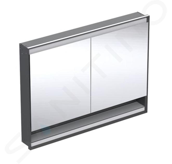 Geberit ONE - Armario con espejo 120x90x15 cm, con iluminación LED, 2 puertas,con hornacina, negro mate 505.825.00.7