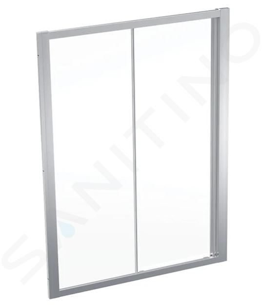 Geberit GEO - Puerta de ducha 140x190 cm, plateado/cristal transparente 560.163.00.2