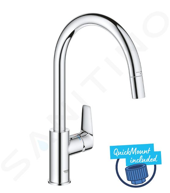 Grohe Start Edge - Mitigeur d’évier avec bec extractible, chrome 30550000