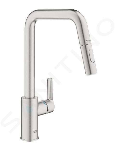 Grohe QuickFix Start - Miscelatore da lavello con doccetta estraibile, supersteel 30631DC0