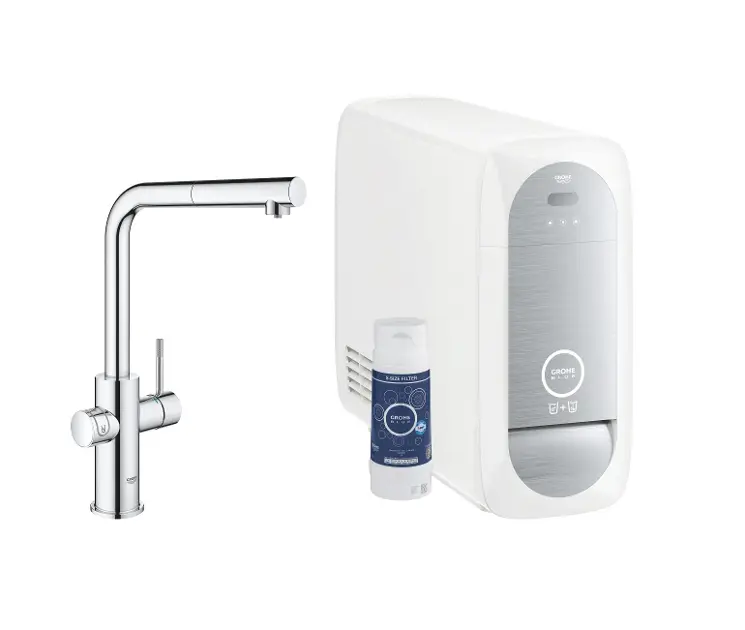 Grohe Blue Home - Baterie de chiuvetă Connected cu capăt extractibil, cu dispozitiv de răcire și filtrare, crom 31927001