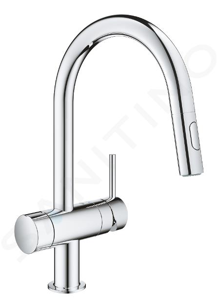 Grohe Minta - Drezová batéria, s uzatváracím ventilom a vyťahovacou spŕškou , Chróm 31916000