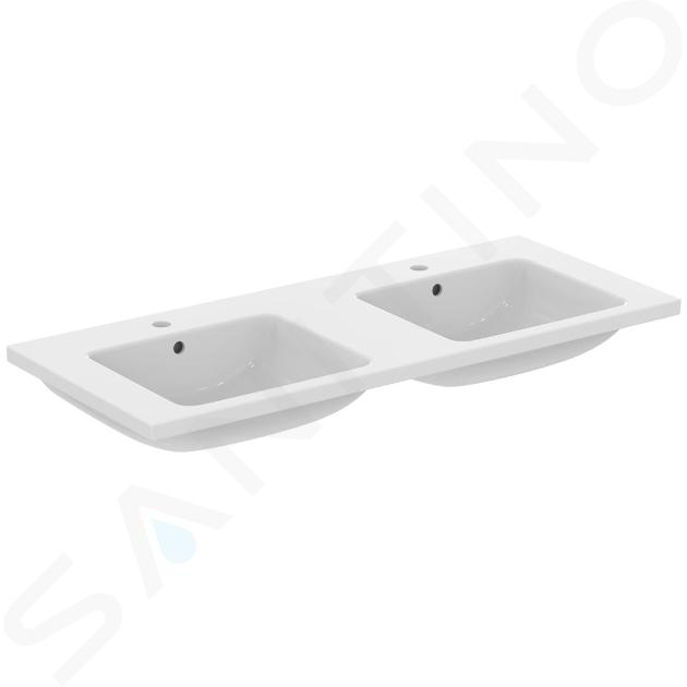 Ideal Standard i.Life B - Lavabo a doppia vasca 121x52 mm, con troppopieno, 2 fori per miscelatore, bianco T460201