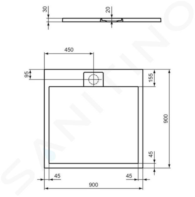 Ideal Standard i.Life - Receveur de douche 90x90 cm, Anti-Slip, noir  T5227FV