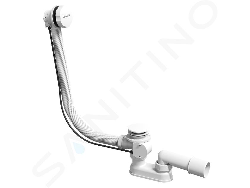 Ravak Sistemi di scarico - Set di scarico e troppopieno per vasca da bagno, lunghezza 570 cm, bianco opaco X01843