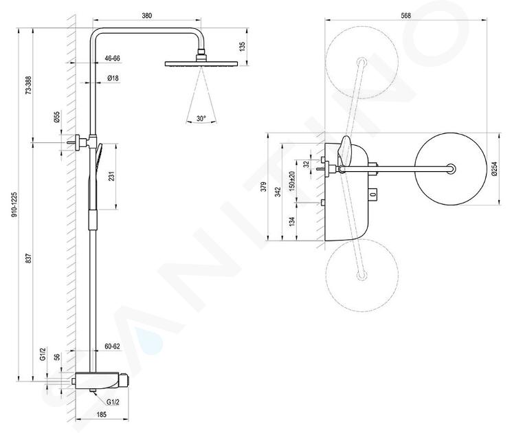 Robinet thermostatique de douche TE 072.00/150 - RAVAK FR