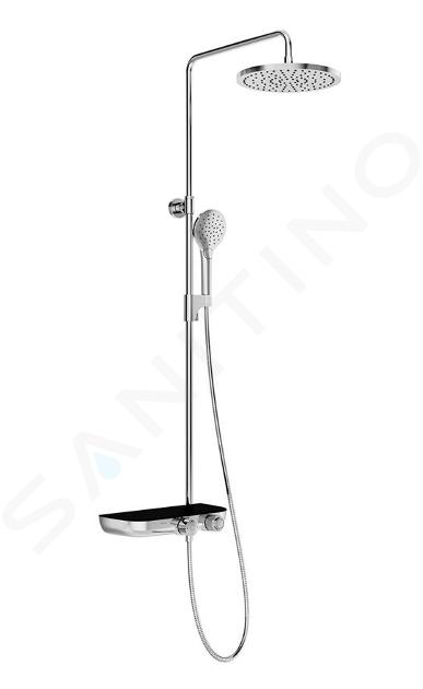 Ravak Termo - Set de douche avec thermostat, diamètre 25 cm, 3 jet, chrome/noir X070162