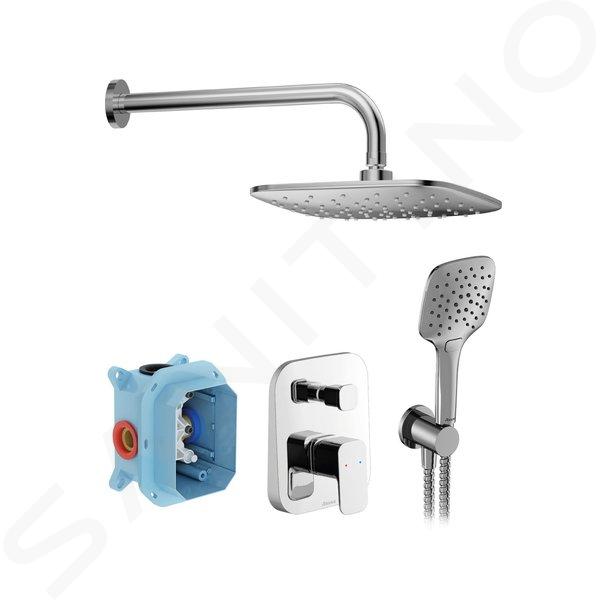 Ravak 10° - Set de douche avec mitigeur encastré, corps d’encastrement, 3 jets, chrome X07S011