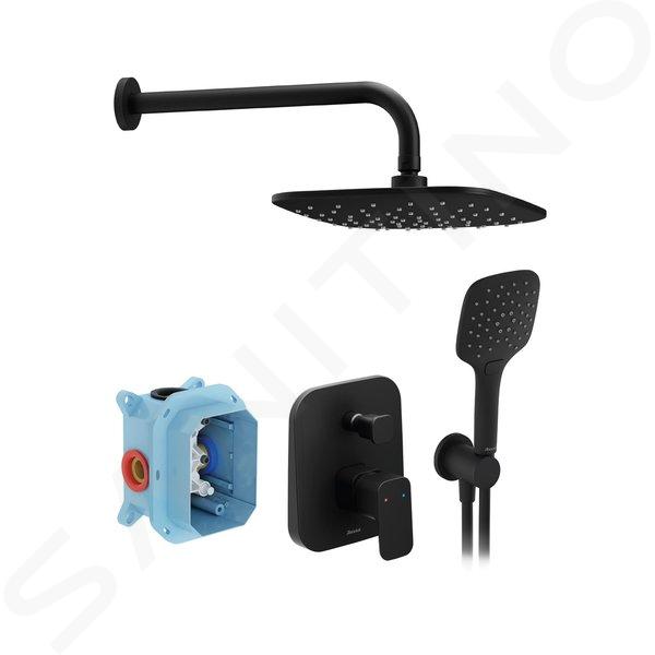 Ravak 10° - Set de douche avec mitigeur encastré, corps d’encastrement, 3 jets, noir X07S013