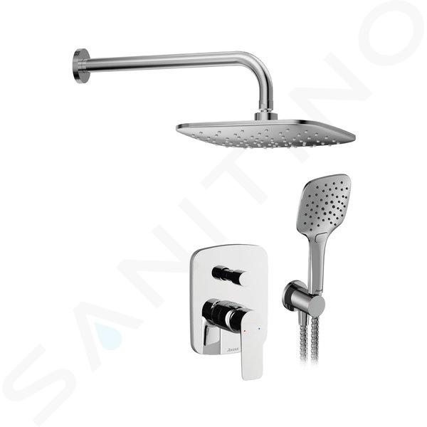 Ravak Classic - Set doccia con miscelatore ad incasso, con corpo incasso, 25x25 cm, 3 flussi, cromo X07S017