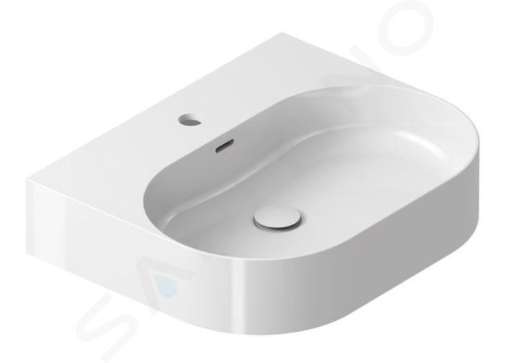 Ravak Ceramic - Lavabo para encimera, 55x45 cm, con rebosadero, agujero para grifo, blanco XJX01155004