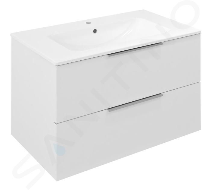 Sapho Cirasa - Meuble lavabo, 80x52x46 cm, 2 tiroirs, blanc CR801-3030