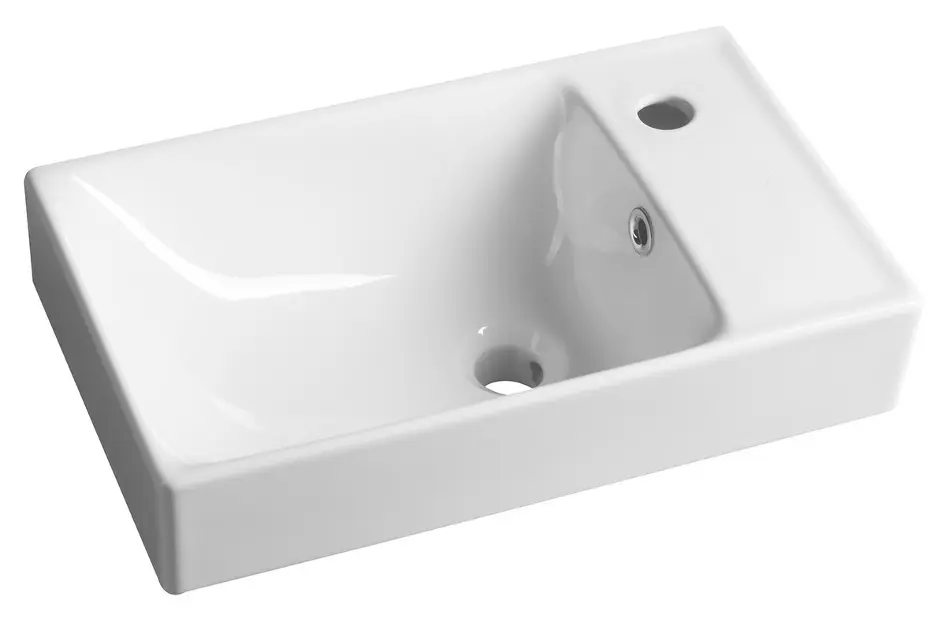 Sapho Nuali - Small washbasin 50x30 cm, with overflow, tap hole, right, white TU0129