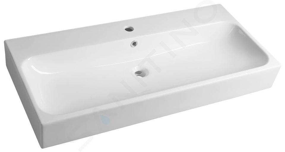 Sapho Toridi - Lavabo 101x47 cm, avec trop-plein, trou pour robinetterie, blanc TU0221