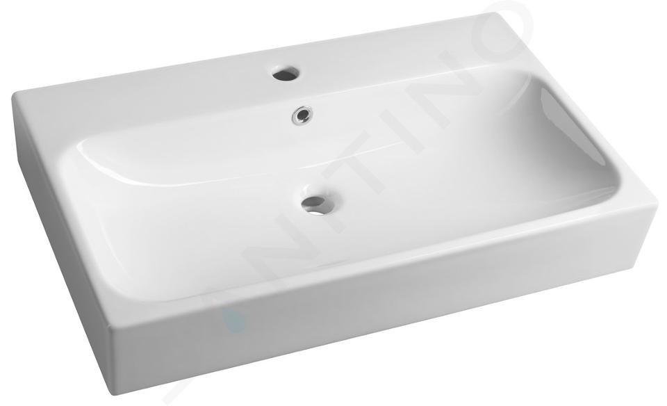 Sapho Toridi - Lavabo 76x47 cm, con troppopieno, foro per rubinetto, bianco TU0226