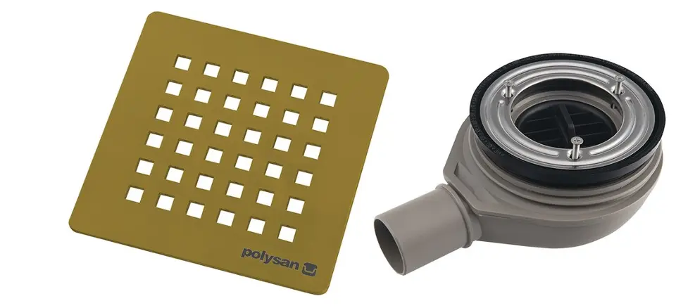 Polysan - Odtoková souprava pro sprchové vaničky, matná zlatá 17752