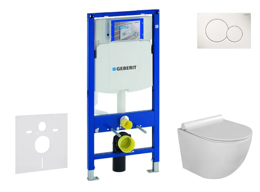 Geberit Duofix - Set de bâti-support, cuvette Gaia et abattant softclose, plaque de déclenchement Sigma01, blanc alpin SANI11CA3109