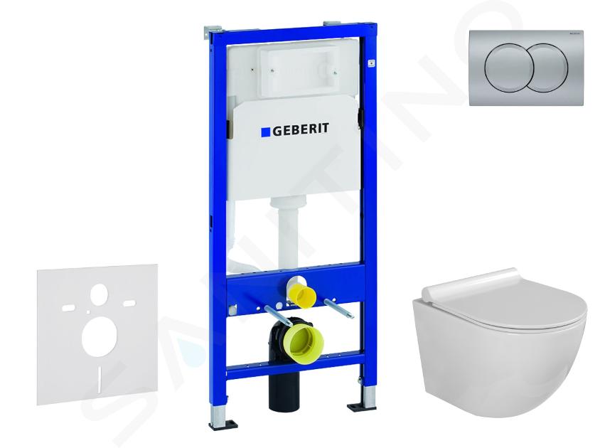 Geberit Duofix - Set con modulo di installazione, vaso WC Gaia e copriwater softclose, placca di comando Delta01, cromo opaco SANI11CA1119